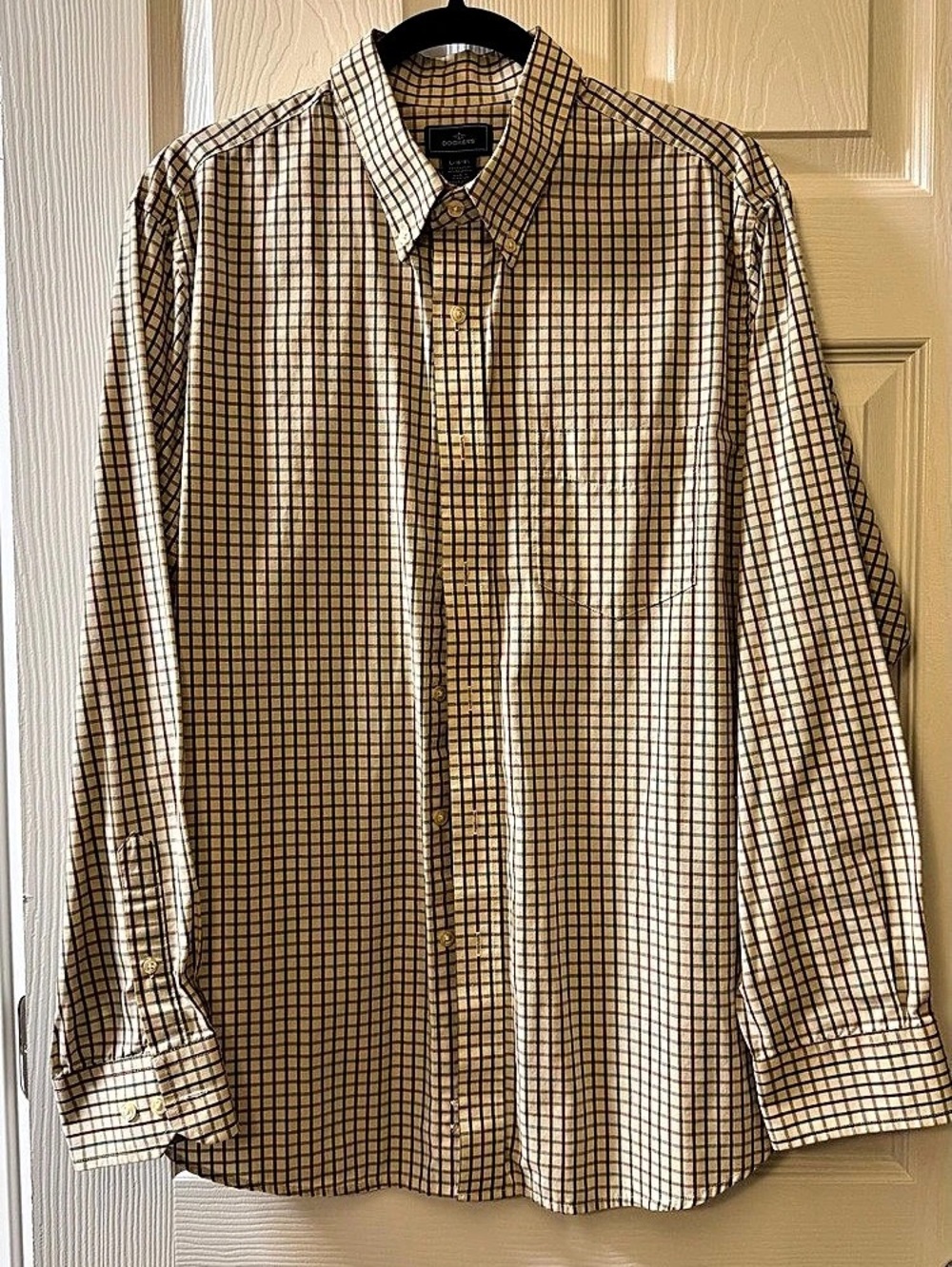 Dockers Plaid Button Down Shirt in Beige & Red Size Large Like New